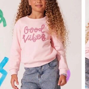 Lola + The Boys Pink 'Good Vibes' Sweatshirt